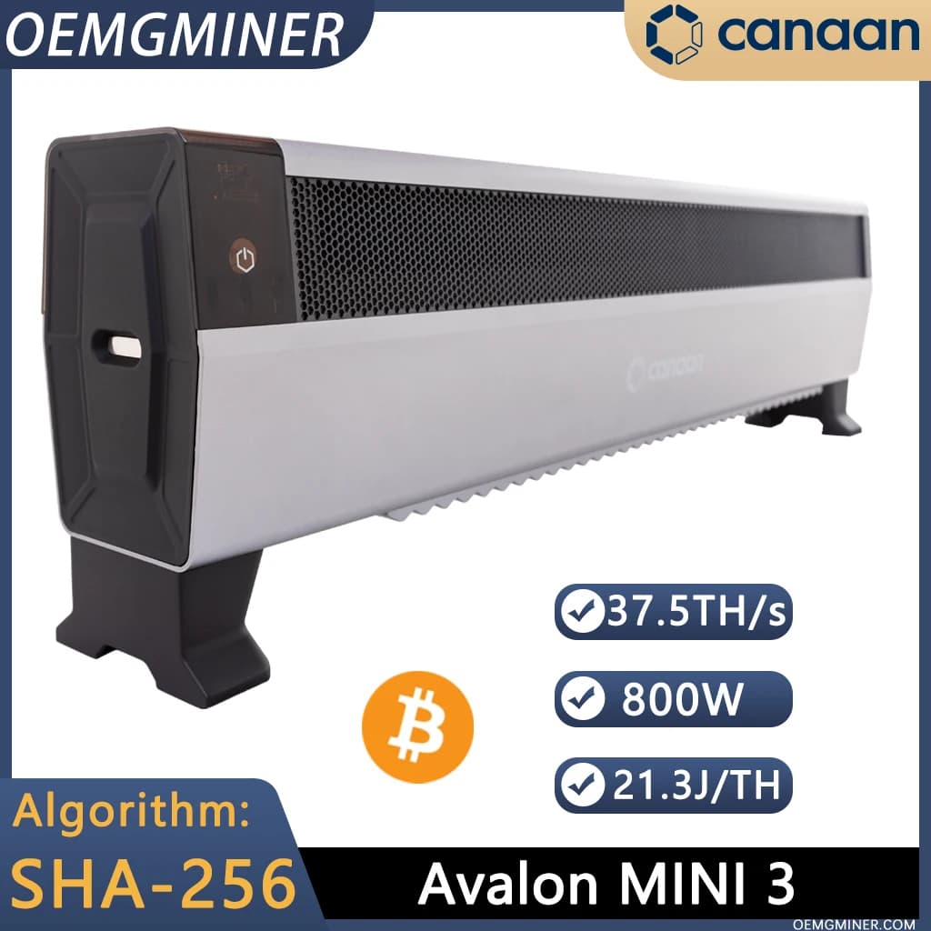 Nuovo Canaan Avalon Mini 3 37.5Th/s 800W BTC Miner Battiscopa per uso domestico Riscaldatore Avalon Mini 3 Bitcoin Miner Spedizione in marzo