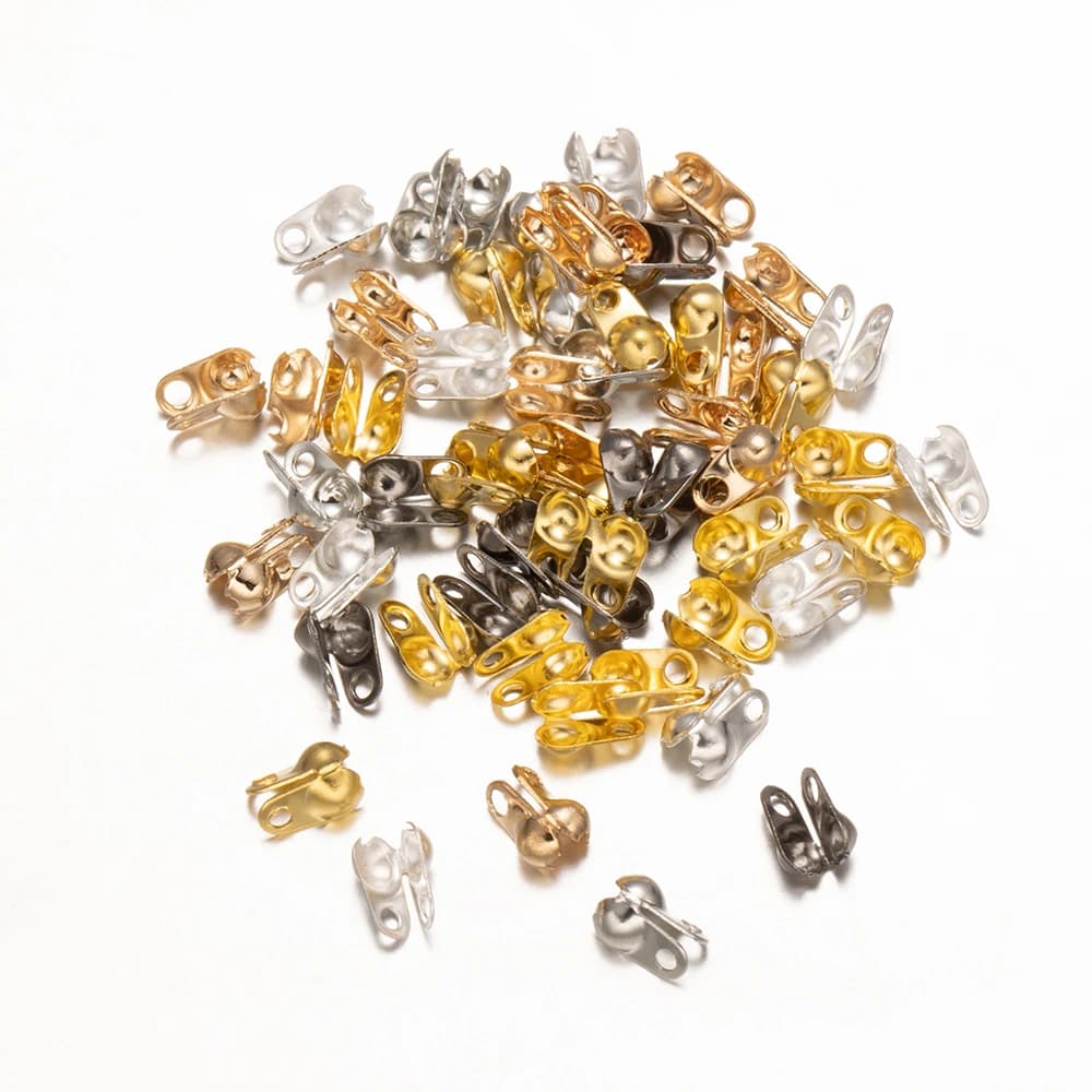 200pcs metallo Side Wrap Buckle Crimp End Cap connettore chiusura Fitting Ball Chain bracciale collana per gioielli fai da te che fanno artigianato