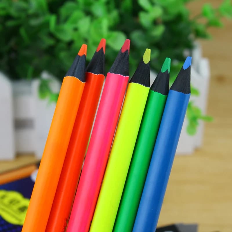 6 Pcs/set Hot Sale MARCO 9205B 6 Colors Fluorescent Color Lead Pencil Multifunctional Thicken Marker Pencil