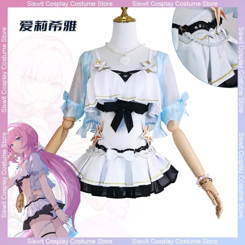 Gioco Honkai Impact 3 Elysia Costume da bagno estivo Costume cosplay Top bikini Gonna corta Set completo Bella sexy Uniformi di carnevale per feste