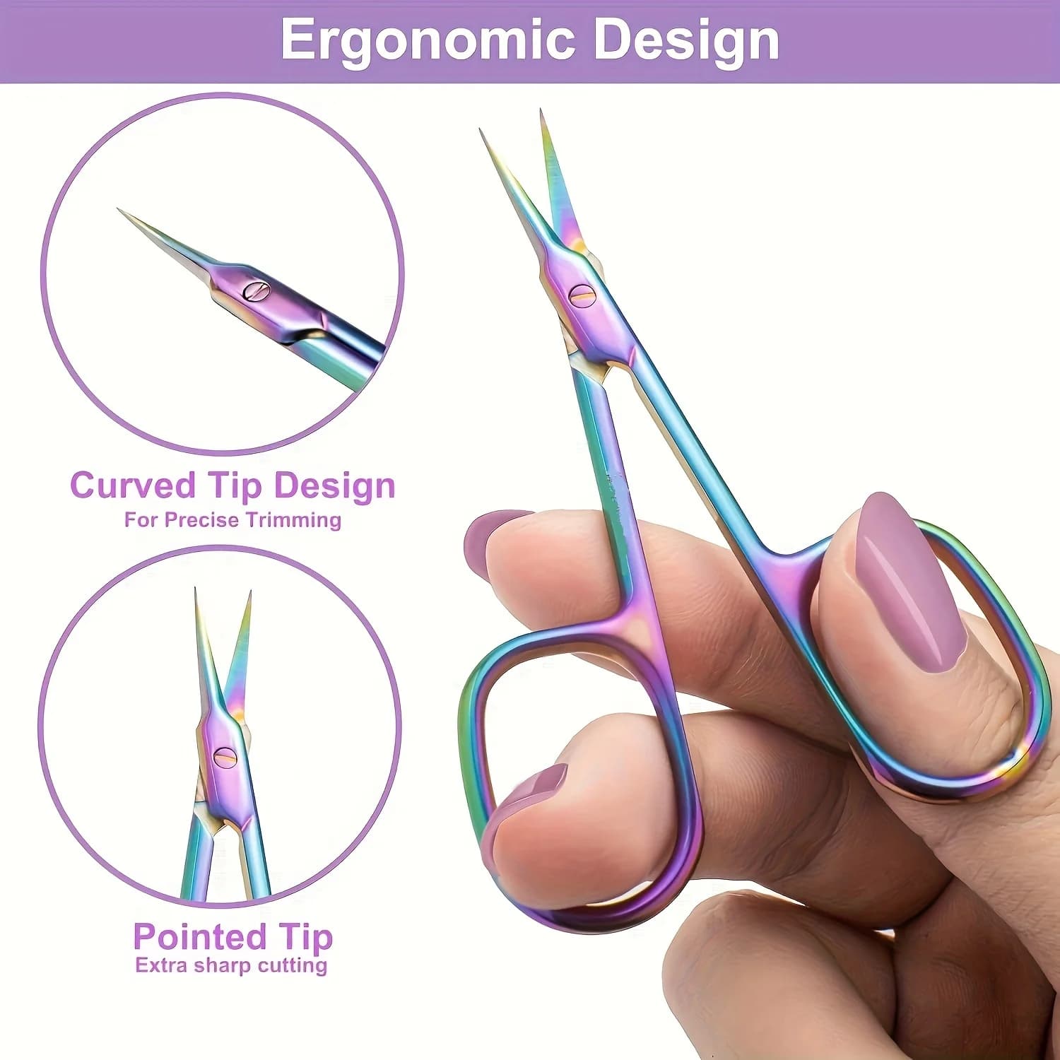 Professional Stainless Steel Cuticle Scissors & Beauty Scissors Nail Cuticle Trimmer Cuticle Cutter1pc Pointed Curved Blade
