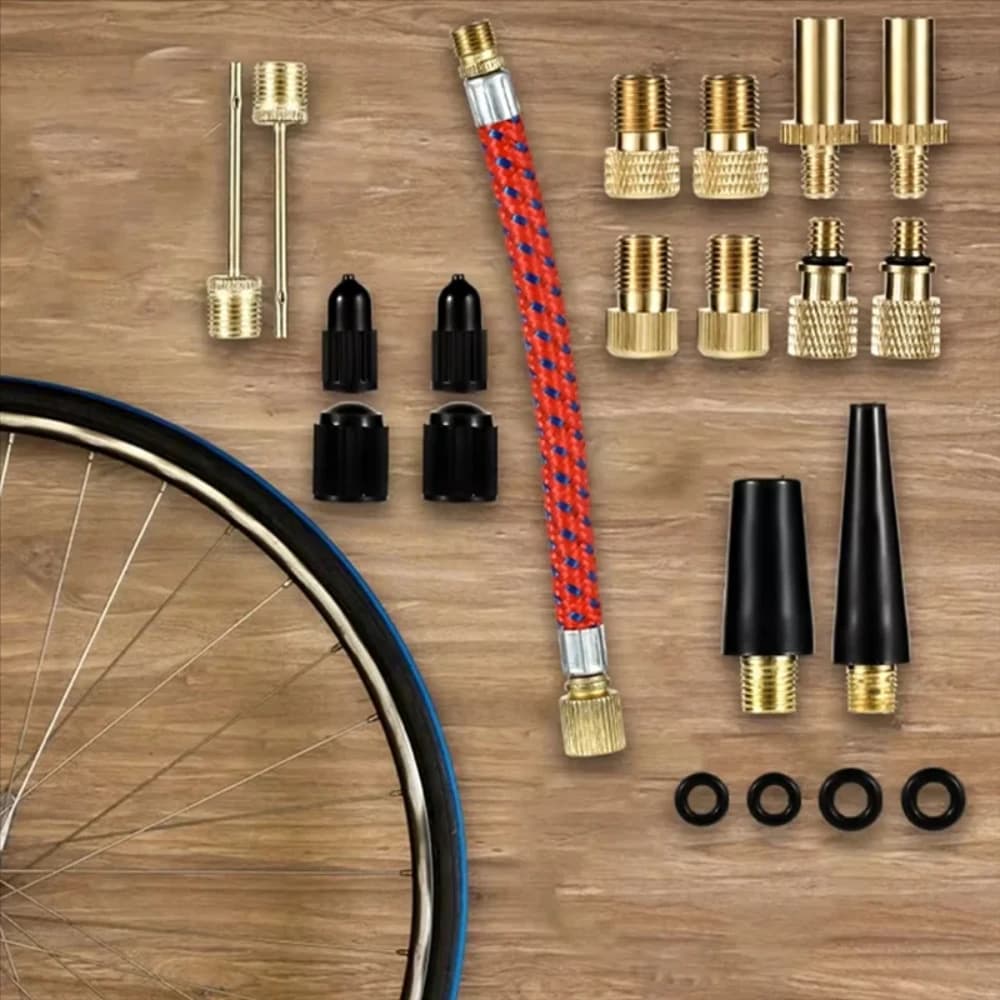 Accessori per Biciclette: Set in Rame, Adattatore Valvola in Plastica Dorata, Pompa per Bicicletta, Adattatore Valvola Ugello Bici, Accessori Ciclismo