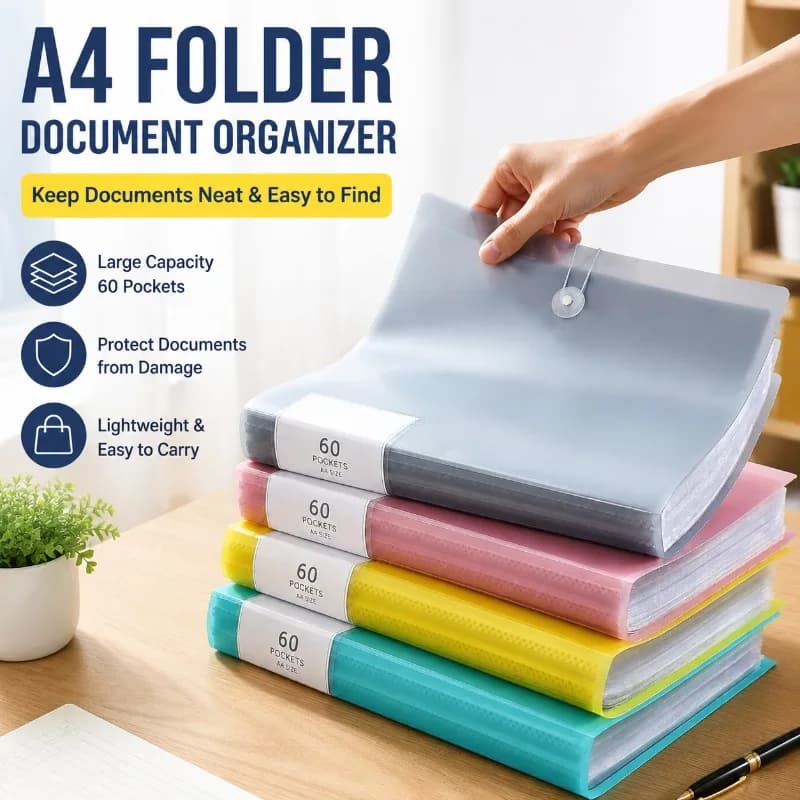 Semi-Transparent A4 Document Organizer Folder, Clear Sheet Protector, Multi-Purpose File Holder for Certificates, Test Papers