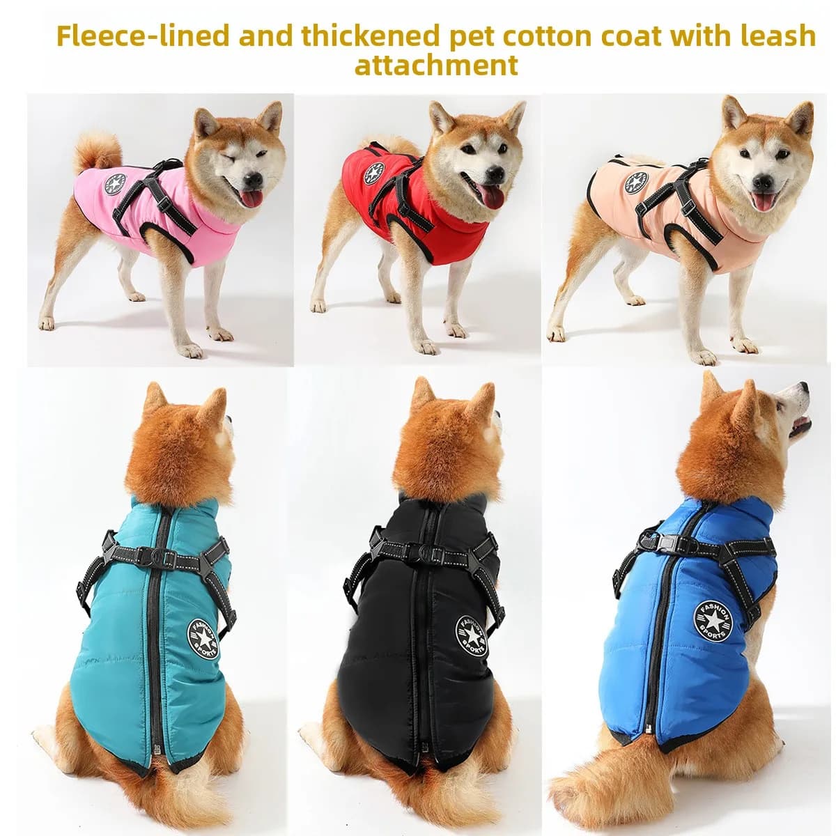 Cappotto Invernale per Cani con Imbracatura, Giacca Impermeabile e Antivento per Animali Domestici, Abbigliamento per Cuccioli da Passeggio, 6 Colori