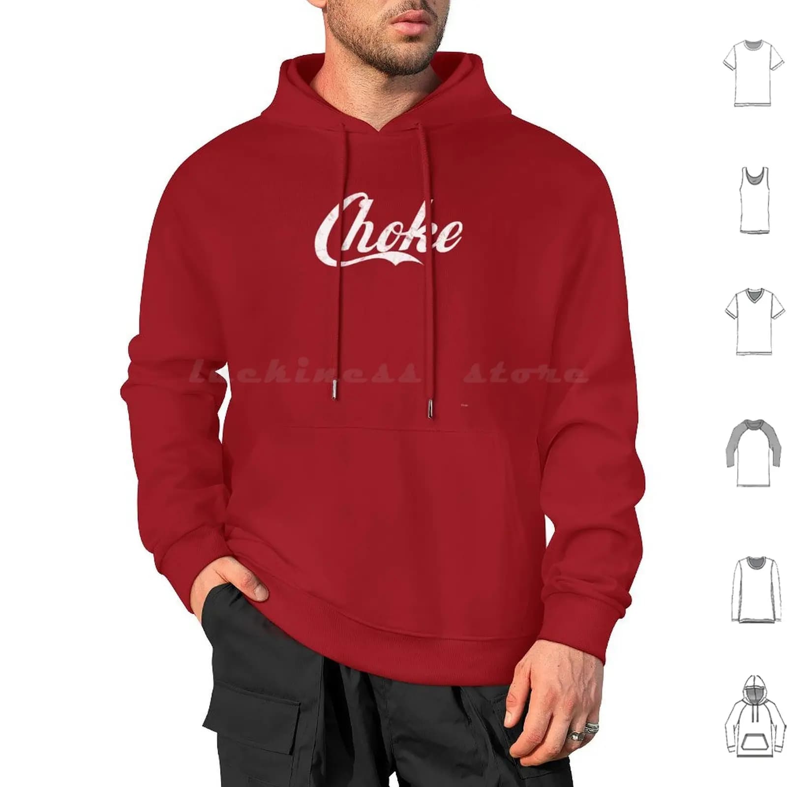Felpe con cappuccio Choke Coke Manica lunga Coke Beverage Divertente Choke Pun Perv Innuendo Witty Distressed Pop Culture Rosso