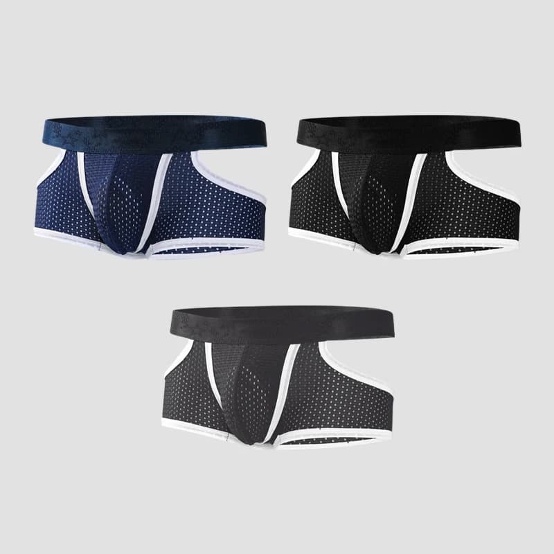 Men's Ice Silk Bullet-Style Separate Underwear, Breathable Mesh Summer Thin Sports Boxer Shorts