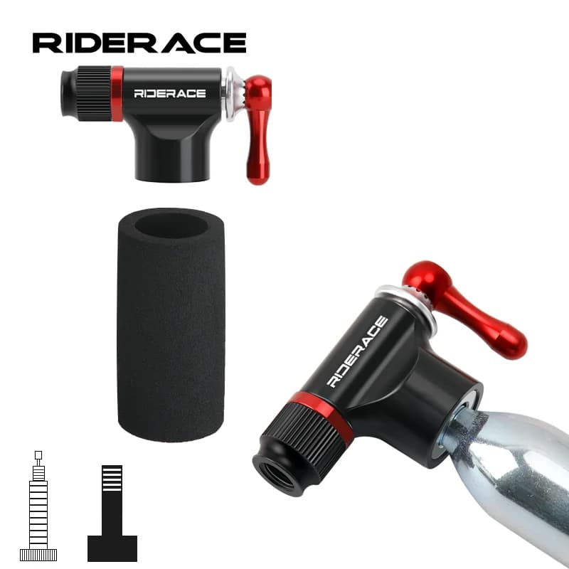 Mini pompa CO2 per bici Adattatore Schrader Presta per bicicletta Pompa per tubo per pneumatici portatile in lega di alluminio con manicotto isolato