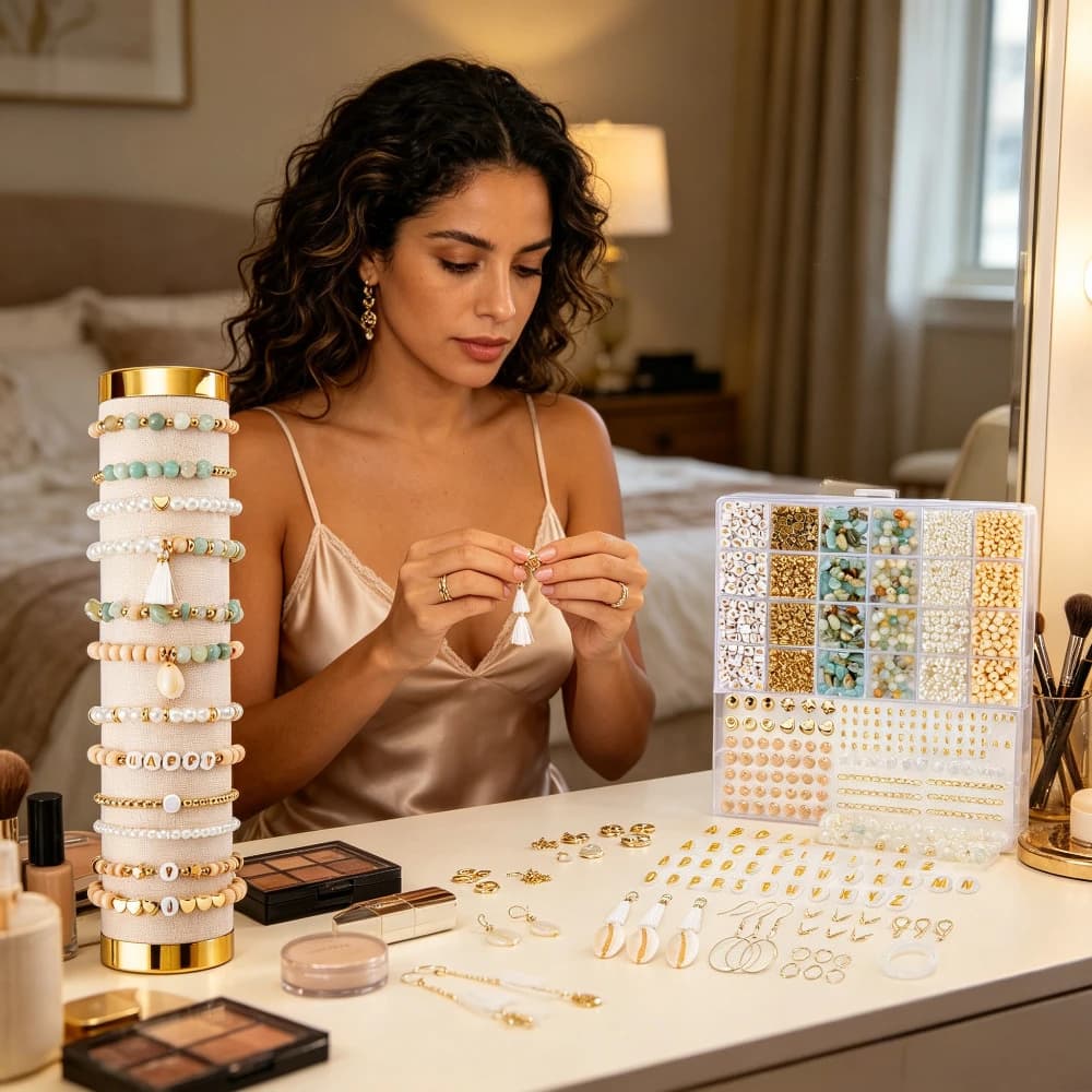 Kit per Creazione Gioielli 1779 Pezzi, Set di Perline per Braccialetti, Collane e Orecchini Fai-da-Te