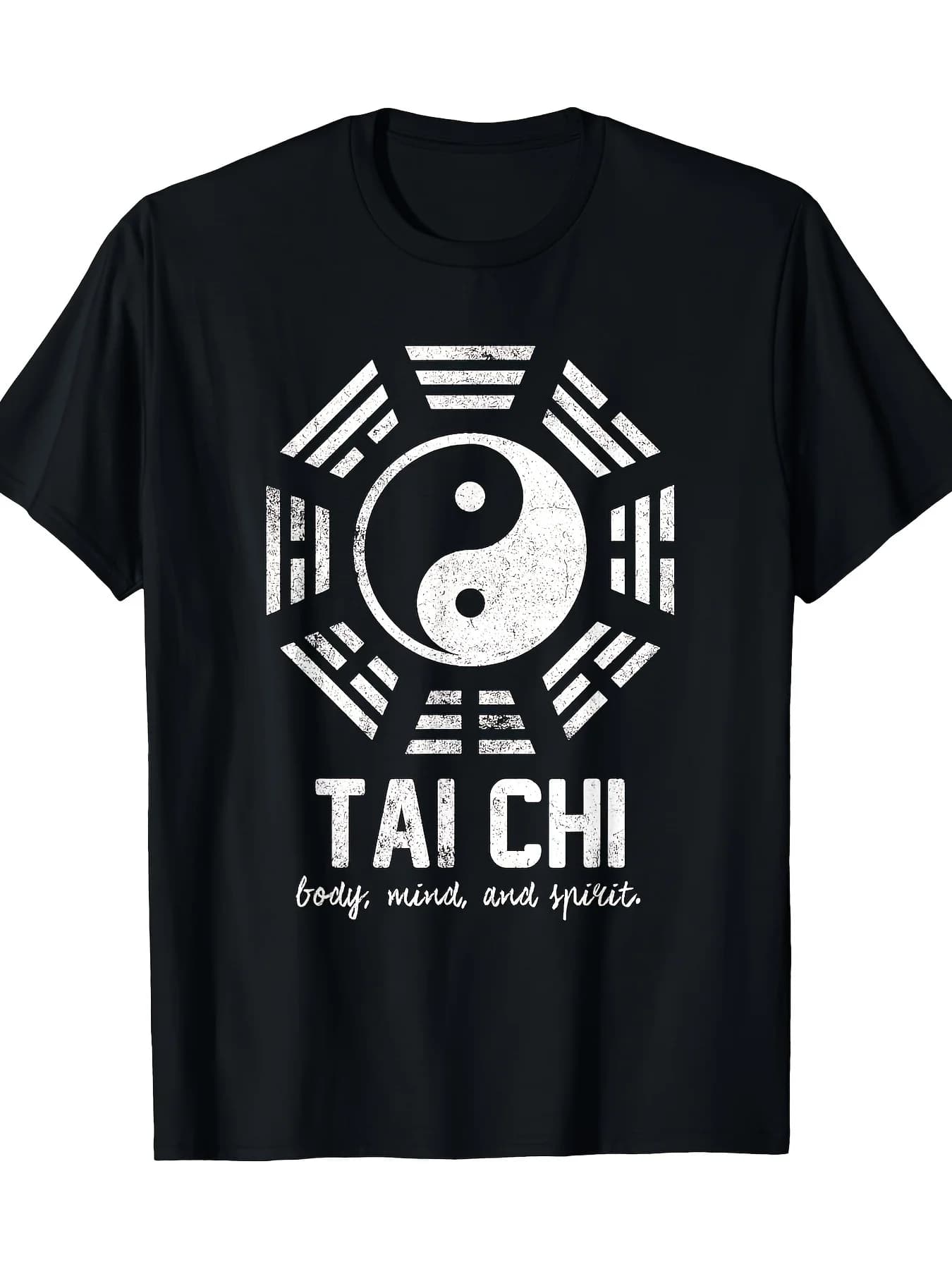 Tai Chi Yin-Yang men's t-shirt for martial arts - 100% pure cotton, breathable, short sleeve fitness top