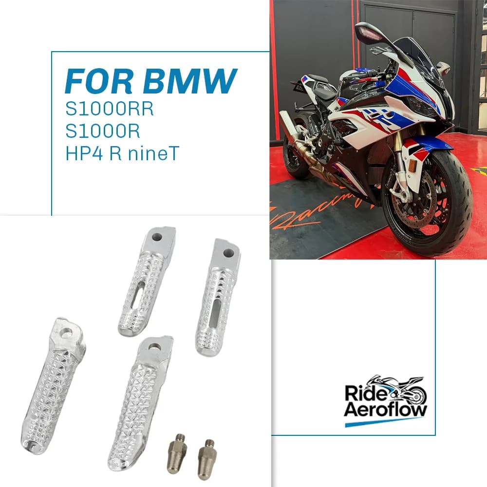 Pedane Anteriori Argentate per Moto, Accessori per BMW S1000RR 2010-2020, HP4 2013-2015, S1000R 2014-2020