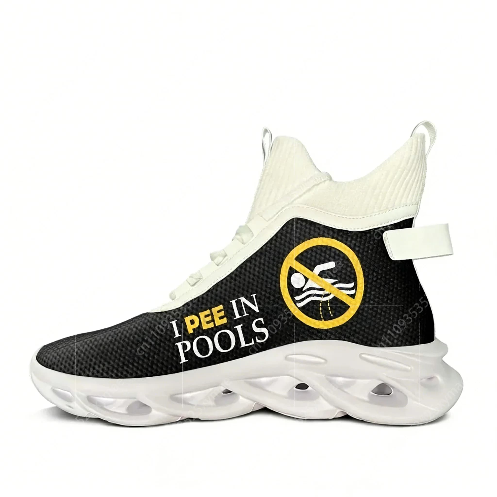 Sneakers Alte 'I Pee In Pools' per Uomo e Donna, Scarpe Sportive da Corsa con Lacci, Calzature in Rete Personalizzabili e Leggere
