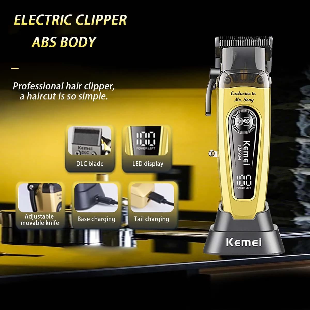 kemei km 90 4 Professional haircut 11500 rpm for rechargeable trimmer barbers Hair cutting machine with brushless motor for men