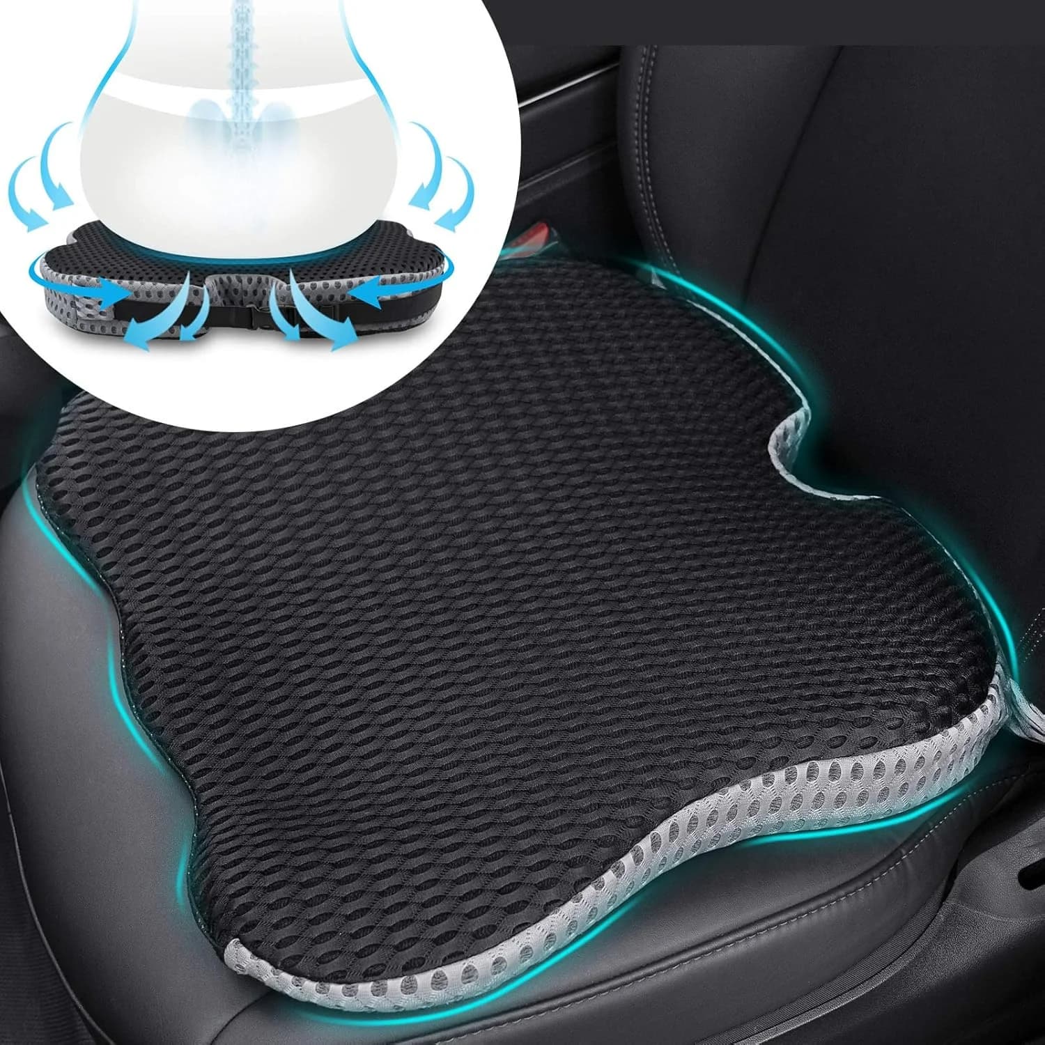 Cuscino Ortopedico in Memory Foam Antiscivolo per Prostata, Coccige e Sollievo dal Dolore Sciatico, Comfort per Sedia e Sedile Auto