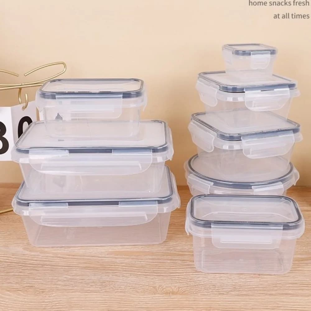 Contenitori per Alimenti Trasparenti Ermetici con Coperchi a Scatto, Set di Contenitori in Plastica Antiperdita per Conservazione e Preparazione Pasti