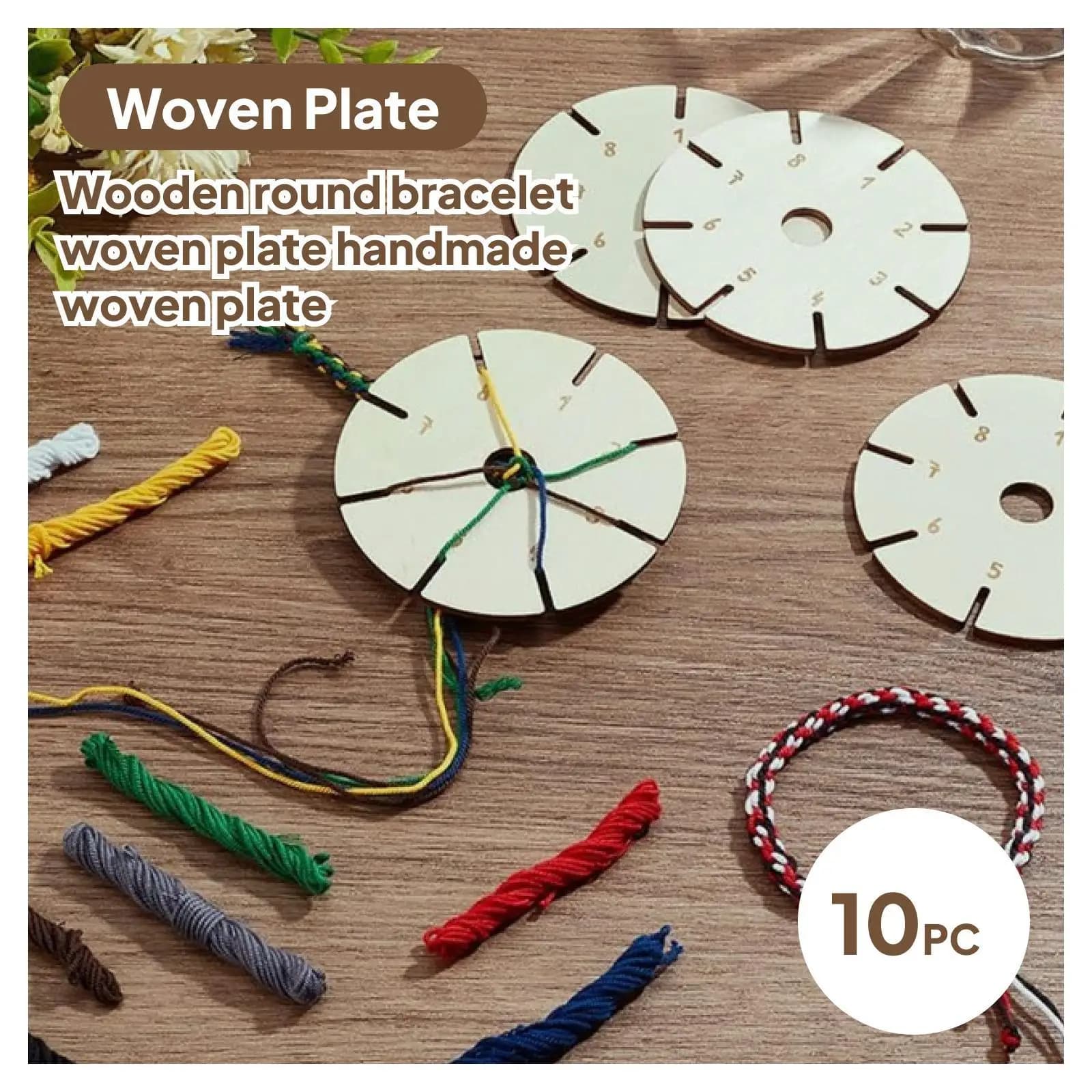 Wooden Kumihimo Weaving Loom Disc DIY Bracelet Maker Braided Frame Jewelry Craft Board for Handmade Accessories
