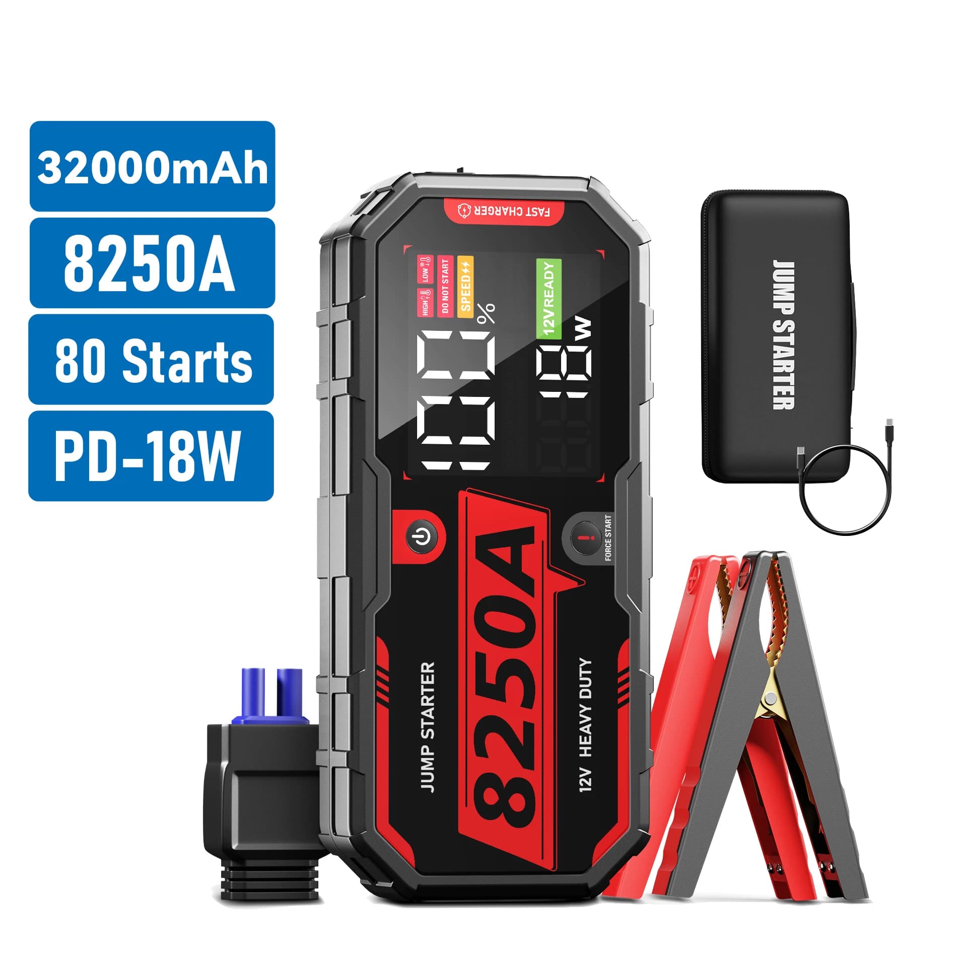 Avviatore di emergenza per auto portatile 8250A 12V 32000mAh Accumulatori e caricabatterie di riserva Avviatore di emergenza con super condensatore per avviamento per auto