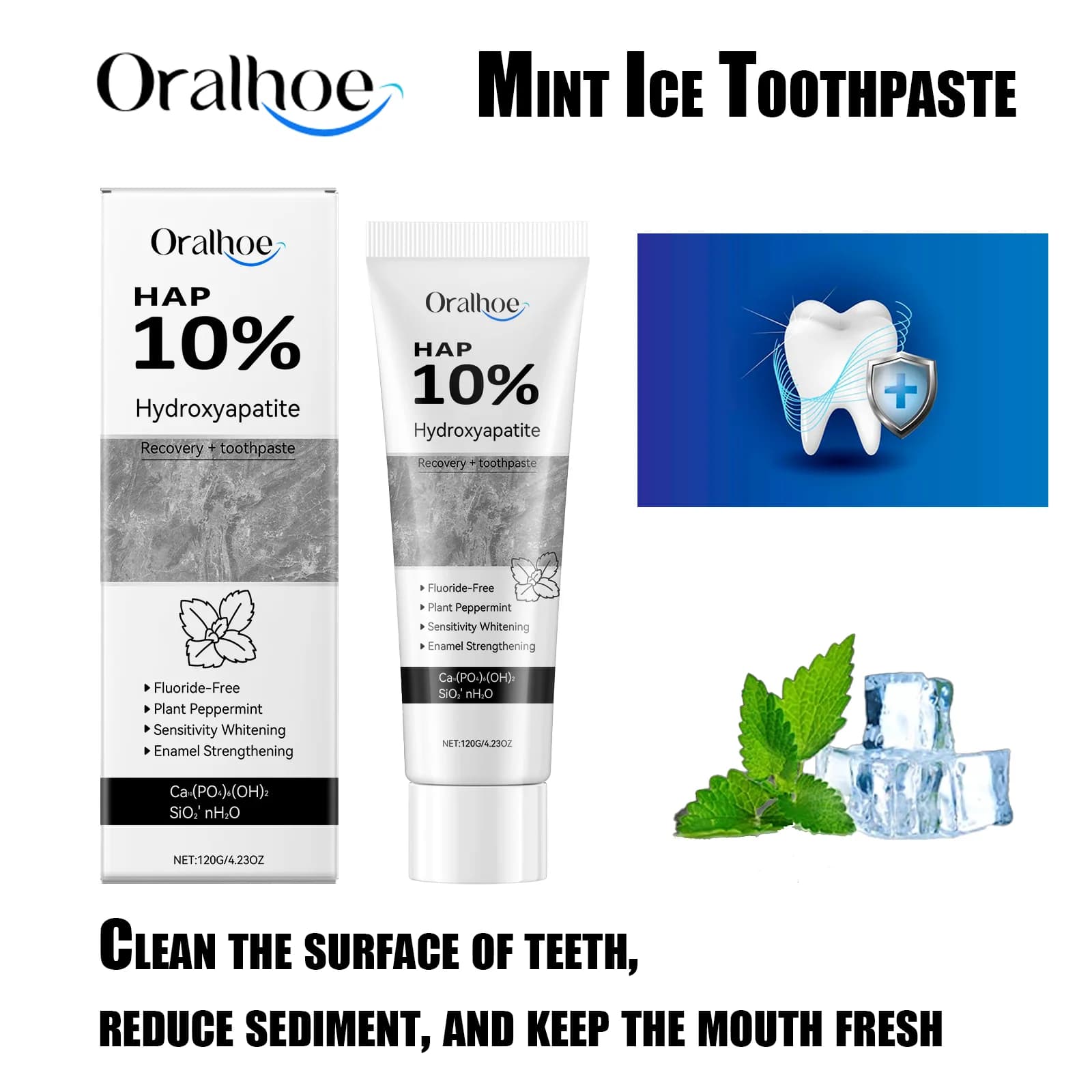 Crema sbiancante per denti Oralhoe, rimuove le macchie, ripara lo smalto, sbianca i denti gialli, rinfresca l'alito, gel delicato per la cura orale 120g