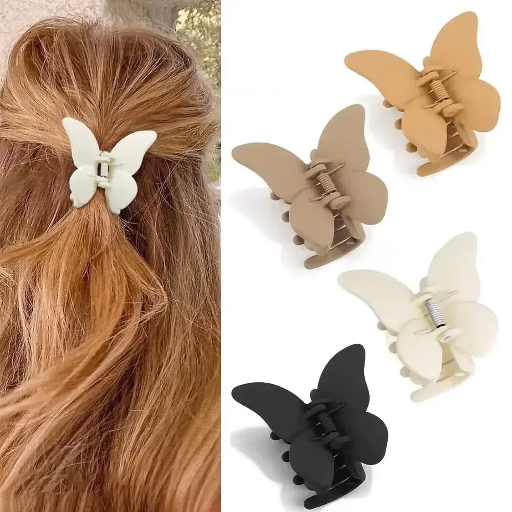 Fermaglio per capelli a farfalla smerigliata da donna coreano semplice tinta unita moda squisita clip di squalo per accessori per capelli per ragazze