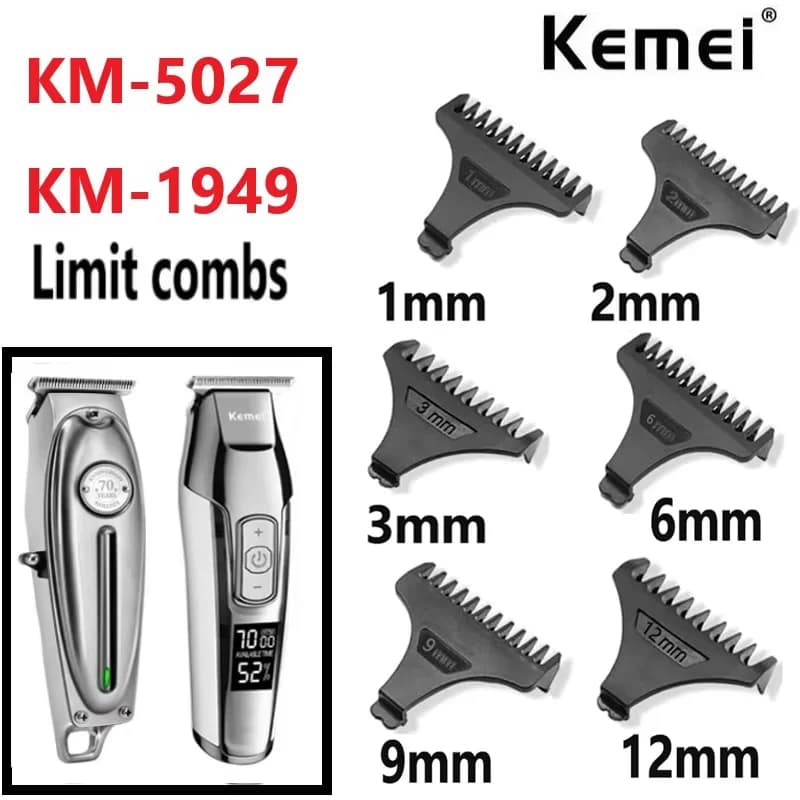 Kemei Haircuts Limit Pettine Universal Black Hair Clips Haircut Guide for KM-5027 KM-1949 1 2 3 6 9 12mm