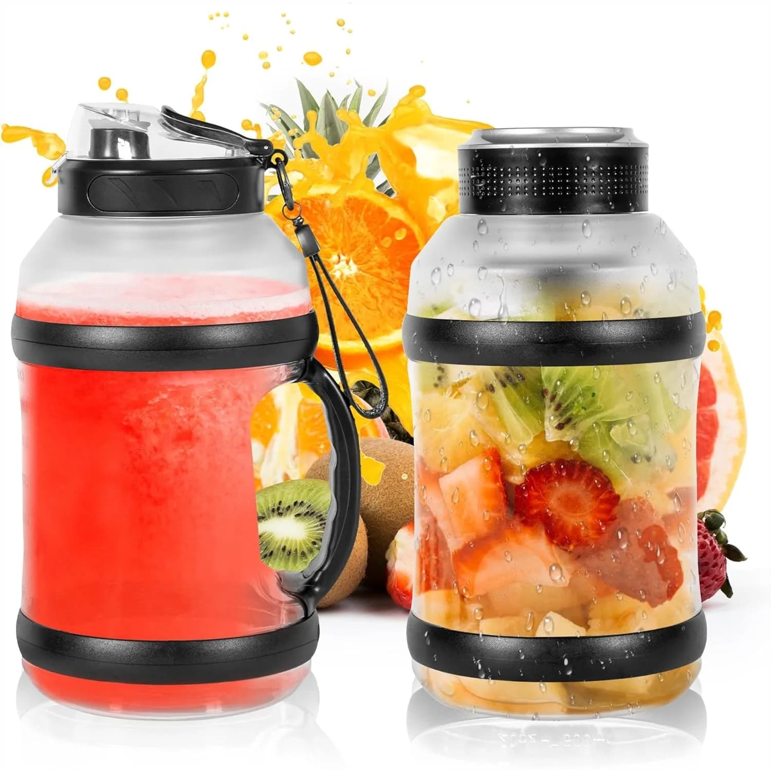Frullatore Portatile 1800ml, Frullatore Personale Ricaricabile con Coperchio da Viaggio, 4000mAh, 6 Lame per Frullati a Casa/Palestra/Ufficio