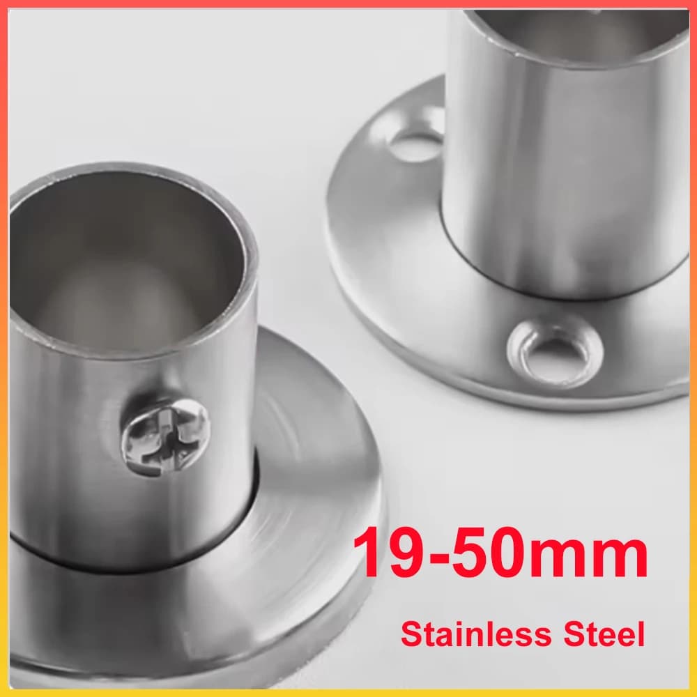 Supporto per Asta Appendiabiti in Acciaio Inox 19-50mm, Accessori per Fissaggio a Flangia, Supporto per Armadio, Porta Asta per Guardaroba