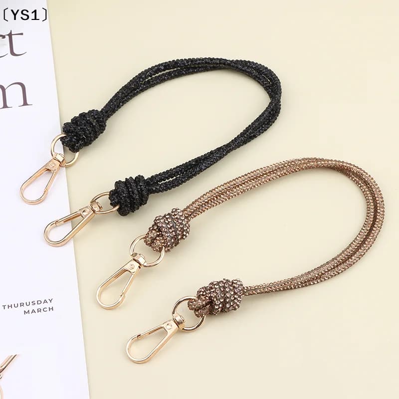 〔YS1〕Women Stylish Handbag Chain Strap With Rhinestones Loop Knot Closure For Evening Casual DIY Wallet