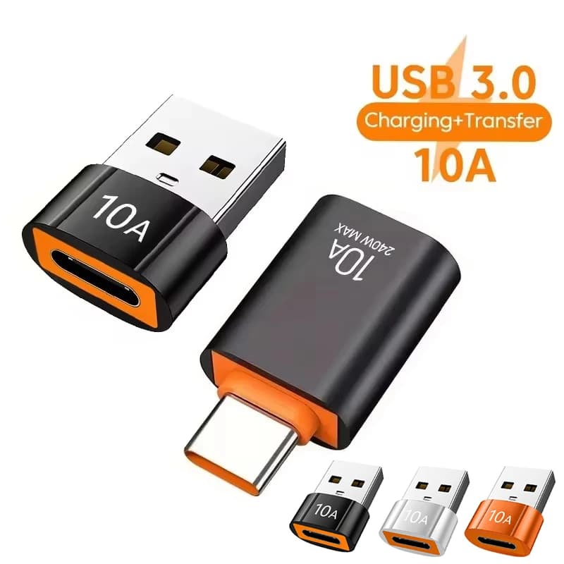 Convertitore OTG USB 3.0 a Type C 10A, Adattatore USB Femmina a Type C Maschio per Ricarica Rapida e Trasferimento Dati, OTG USB C per Xiaomi, Macbook, Laptop e PC