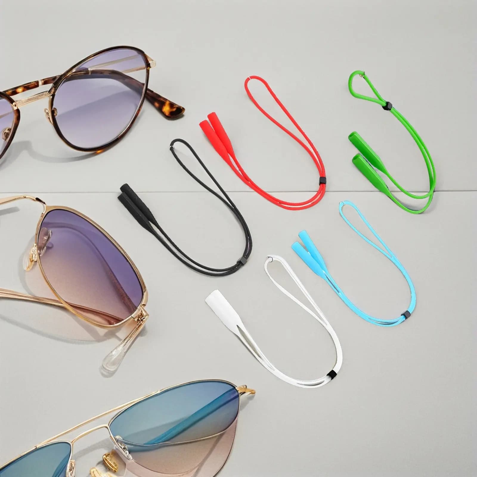 Set di 5 Cordini Premium per Occhiali, Regolabili e Antiscivolo, per Occhiali da Sole, da Lettura, da Nuoto e da Vista