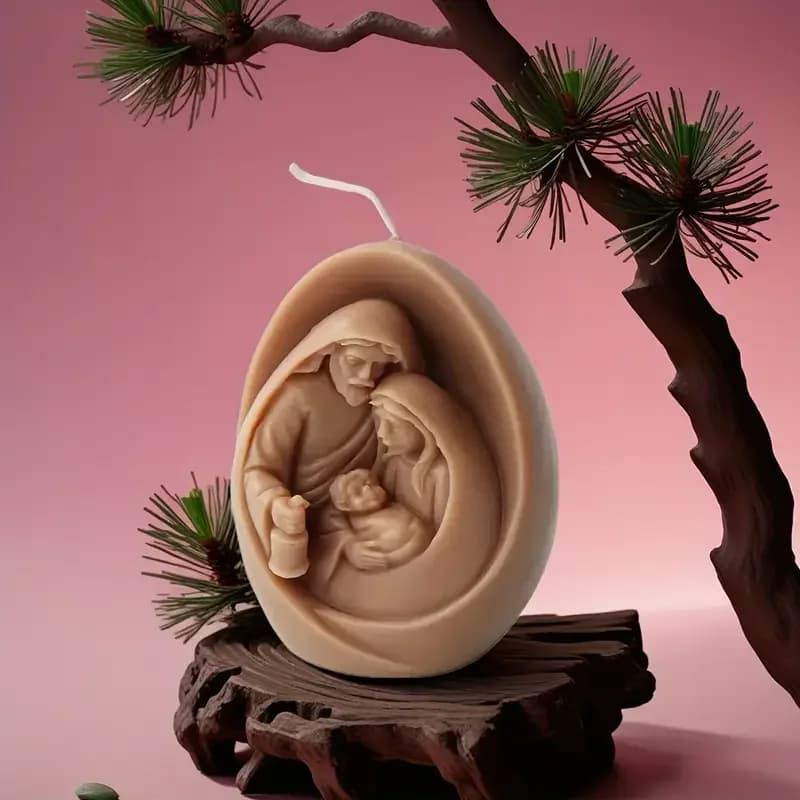 Jesus and Virgin Mary molds for DIY crafts can be used with resin, plaster, or wax perfect for Christmas candlestick decorations