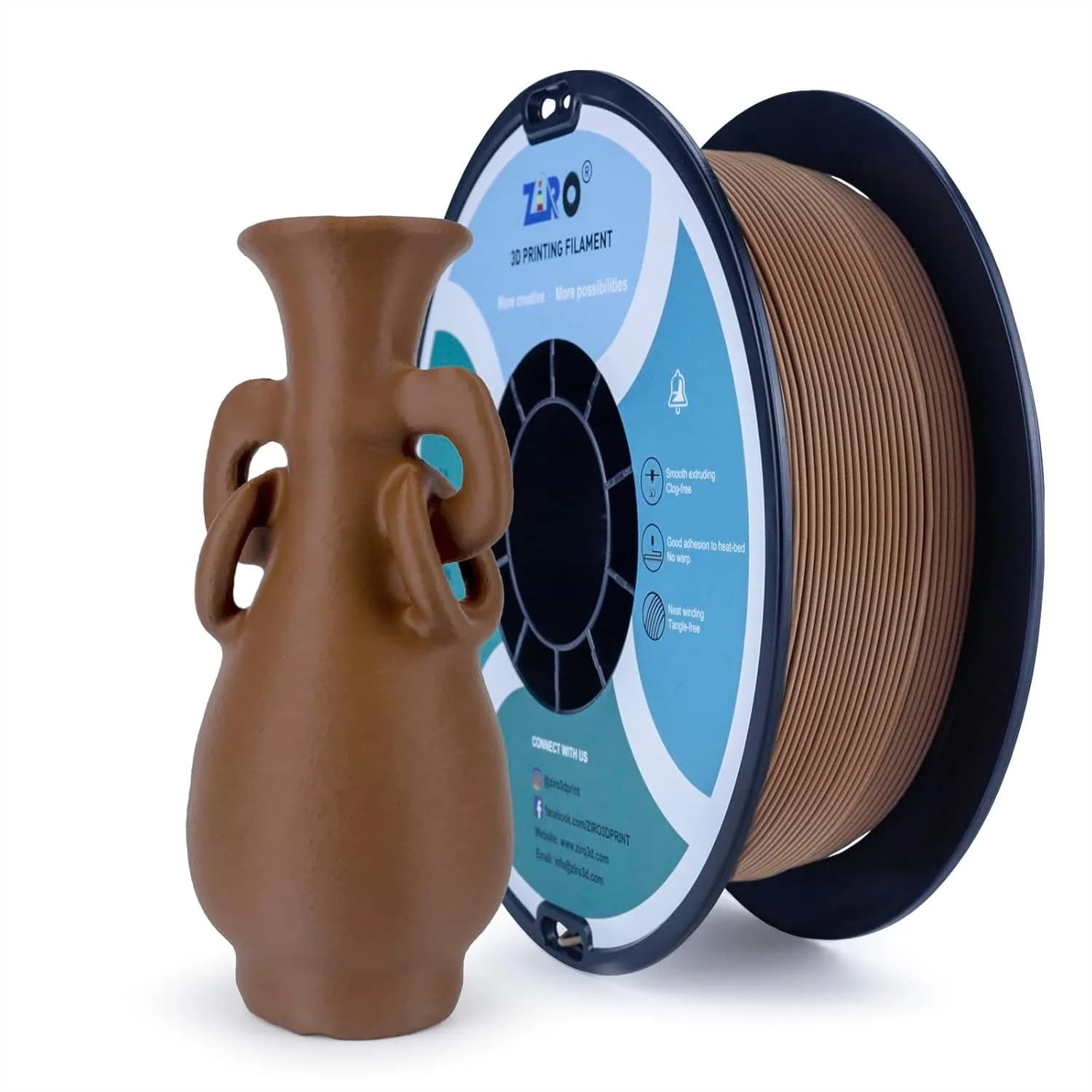 Filamento PLA Opaco 1.75mm, Filamento per Stampante 3D ad Alta Resistenza, Precisione Dimensionale +/- 0.03mm, Colore Cioccolato