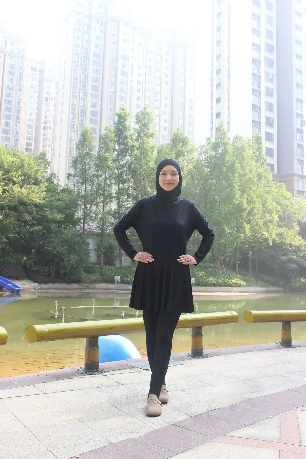 Burkini Modesto Musulmano da Donna, Costume da Bagno con Hijab, Costume da Bagno Islamico Conservativo 3 Pezzi