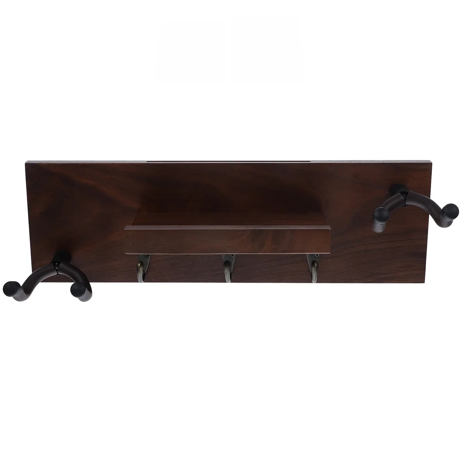 Supporto da parete in legno e metallo per chitarre acustiche ed elettriche, ukulele, con gancio per un'organizzazione sicura.
