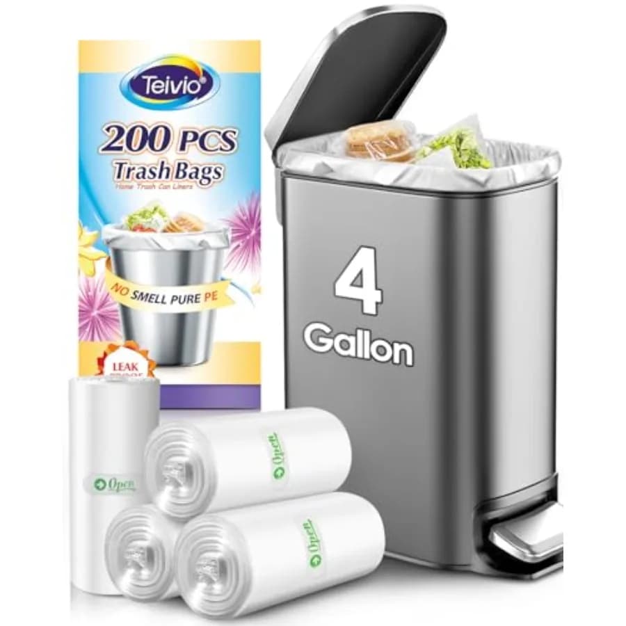 Small Trash Bags 4 Gallon 200 Counts Garbage Bags, Bathroom Trash Can Bin Liners, Small Plastic Bags for home office kitchen, f