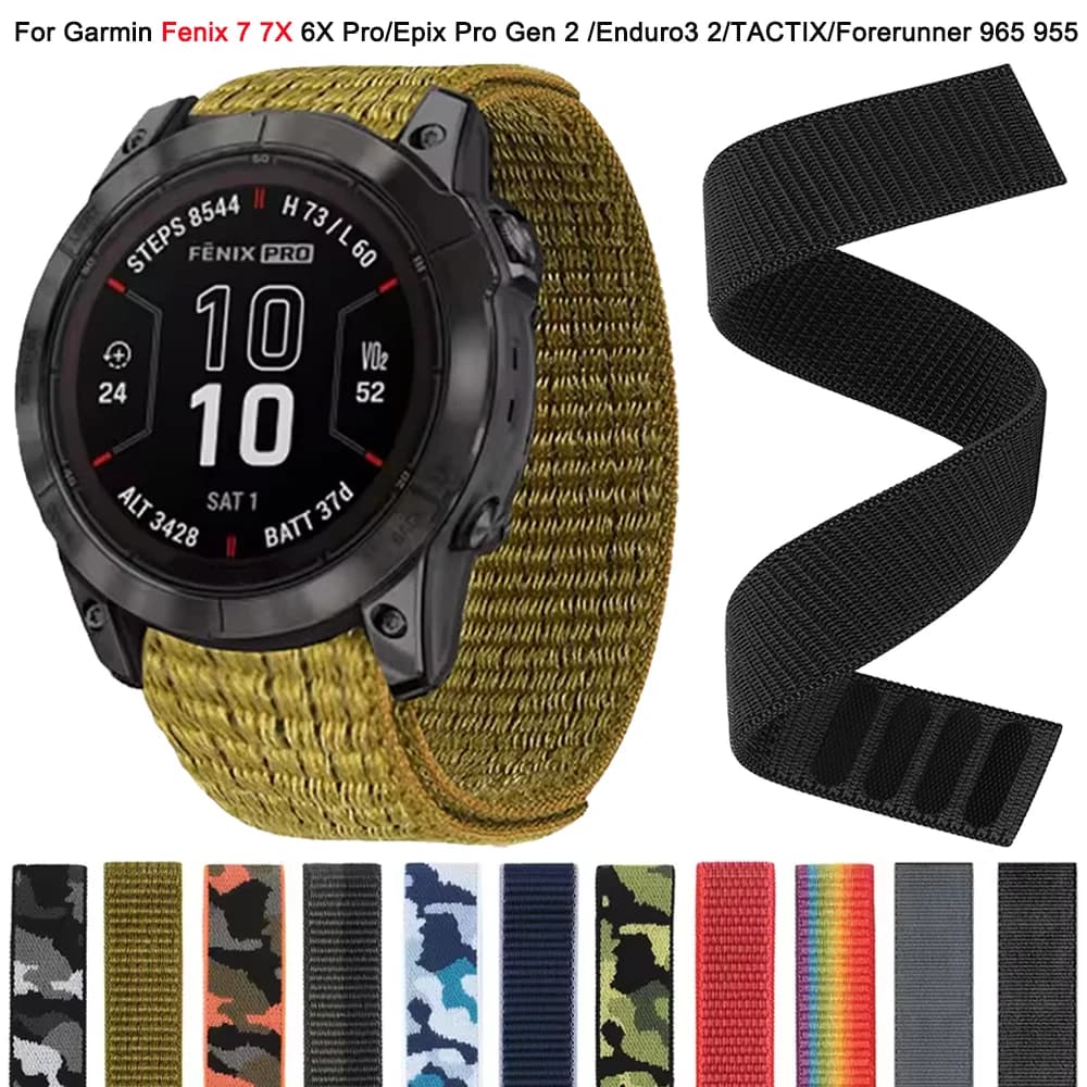 Cinturino per orologio in nylon con gancio per Garmin Fenix 7 7X Pro E 8 47mm 51mm/Enduro 3 2/Epix Bracciale a sgancio rapido 26mm 22mm Cinturino sportivo