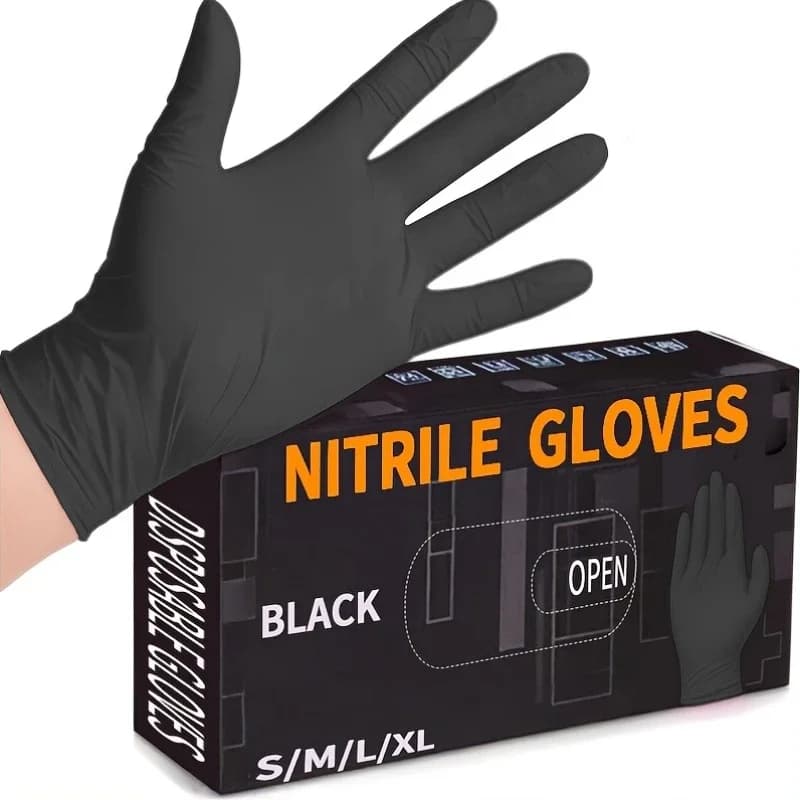Guanti da cucina con impugnatura strutturata monouso senza polvere da 4 ml in nitrile nero per cucinare giardinaggio guanti per la pulizia della casa