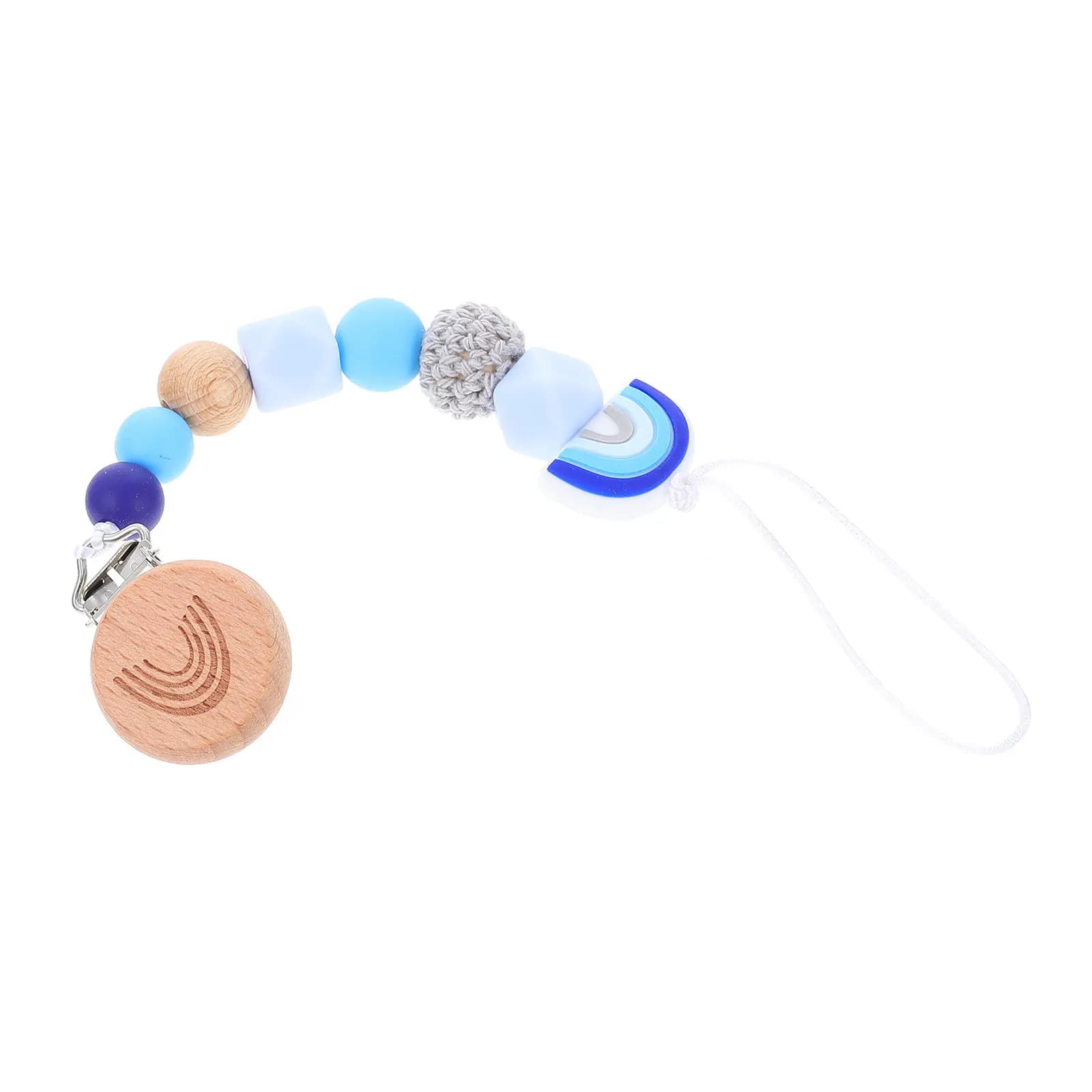 1Pcs Silicone Baby Pacifier Chain Beech Material Anti-Lost Clip Colorful Teether Chain Holder Newborn Kids Baby Molar Tool Gift