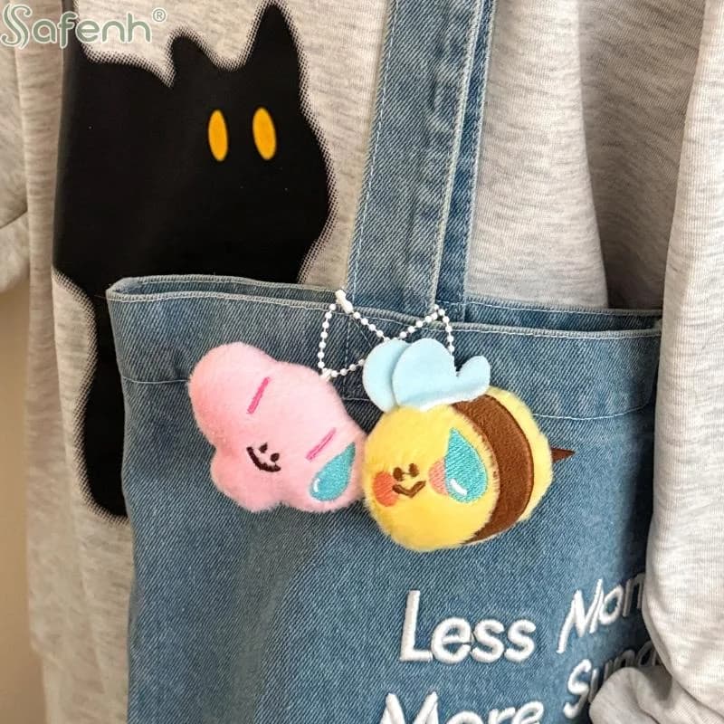 1 Paio di Portachiavi a Forma di Ape in Peluche, Morbido Pupazzo Animale Cartoonesco per Accessori Borsa Bambini e Regalo di Compleanno