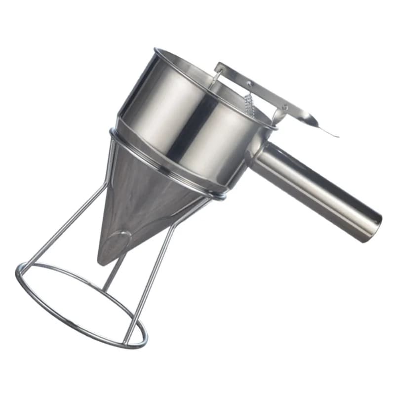 Dispenser per impasto per pancake in acciaio inossidabile, imbuto per dolci con supporto stabile per Takoyaki e Waffle