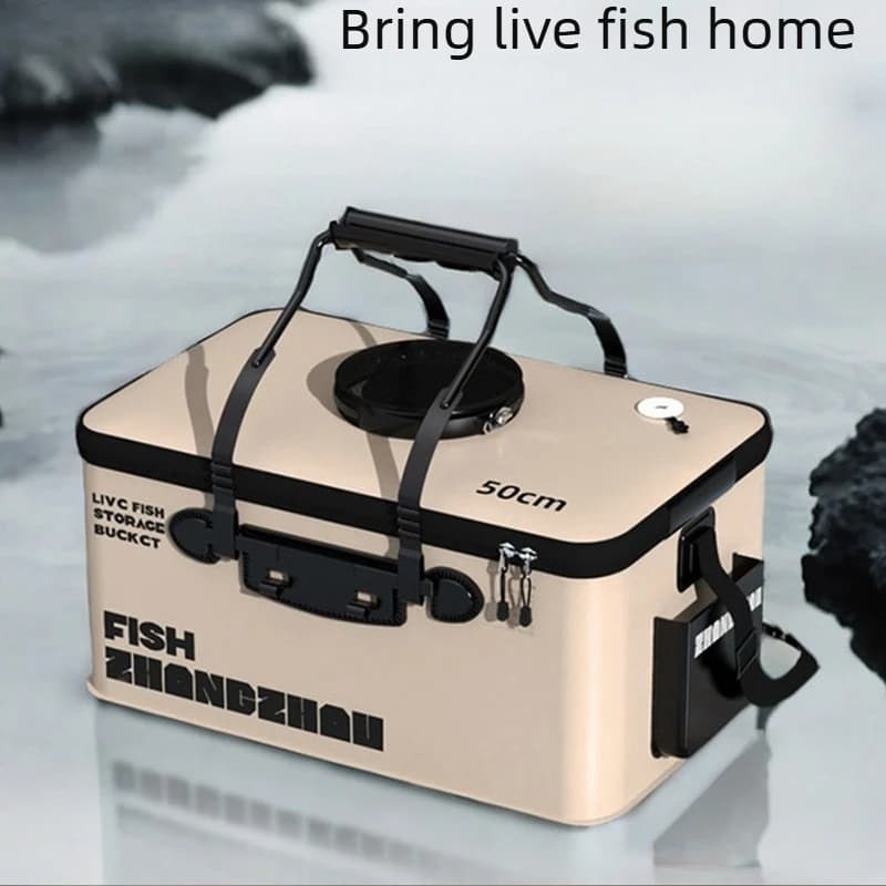 Multi Functional Lure Live Fish Bucket Keep Net Foldable Outdoor Wild Fishing Water Container Thickened Durable for Angler