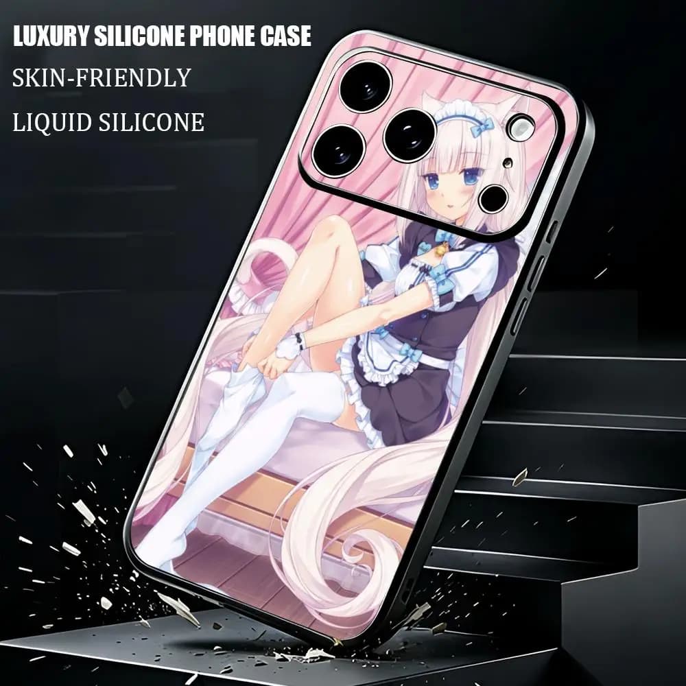 NEKOPARA Vanilla Phone Case For iPhone 17 16 15 14 13 12 X XR XS 8 Plus Mini Pro Max Soft black Shockproof Cover