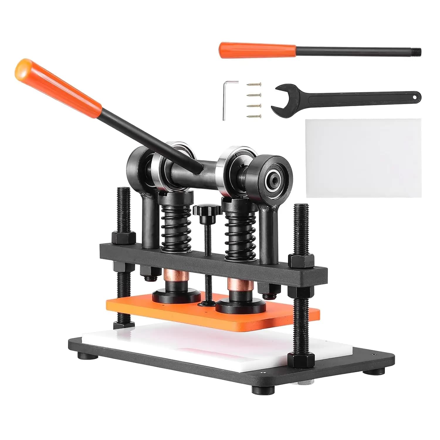 Manual Leather Cutting Machine, Embossing Die Cutter Press, Dual Guide Shaft Heavy Duty Punching Tool Set, Desktop DIY Craft Stamping Fabric Cutter, Black