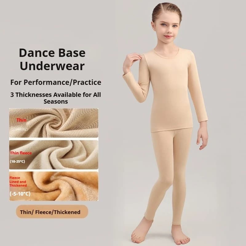 【NUOVO Aggiornato】 Body da balletto termico per ragazze Colore carne Abbigliamento da ballo invisibile Anti-Pilling Abbigliamento da pratica Biancheria intima termica per bambini