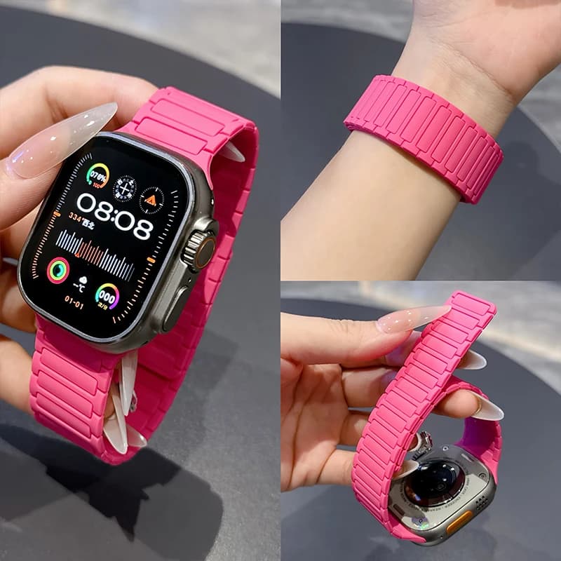 Cinturino Magnetico a Loop per Apple Watch 49mm S10 46mm 42mm 40mm 41mm 44mm 45mm, Cinturino in Silicone per iWatch Serie Ultra 2 9 8 7 6 5 43