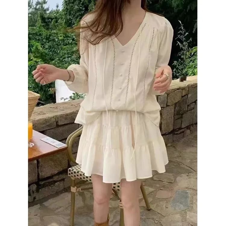 Sweet Style High Waist Skirt Set with Shirt Spring Summer New Arrival Korean Version Fashionable Young Looking