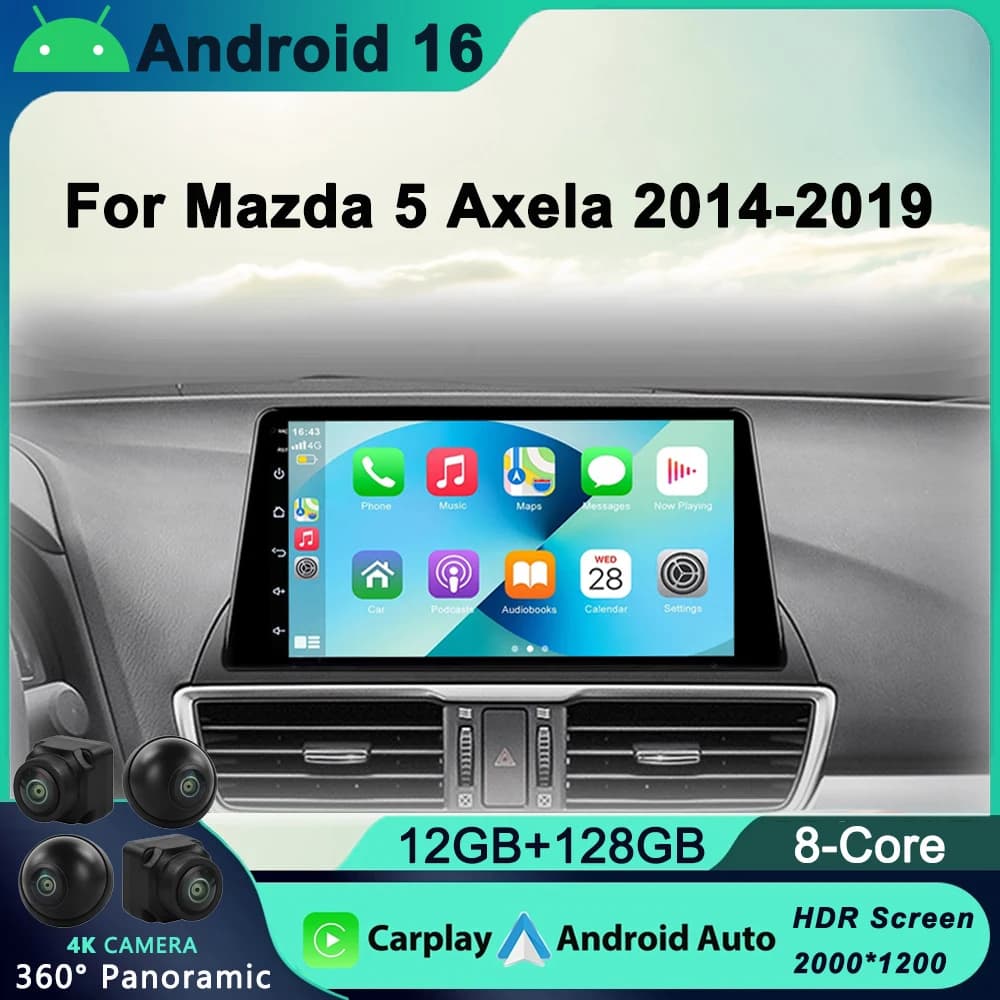 12G 128G Per Mazda 3 Axela Berlina BM BN 2013 - 2018 2019 Autoradio Android 16 HU 8-Core Stereo DSP CarPlay NO 2din radio