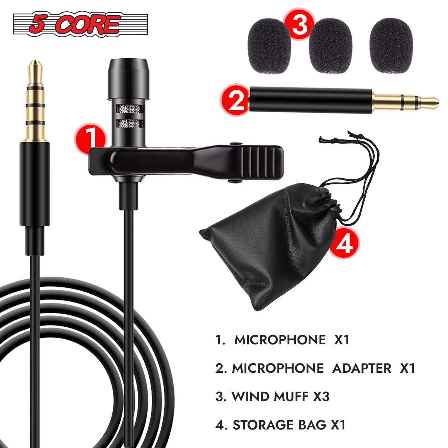 Professional Omnidirectional Lavalier Microphone 3.5mm Clip-On Lapel Mic for Smartphone DSLR Camera PC Interview Video Camcorders Audio Recorder CM Mob 2M