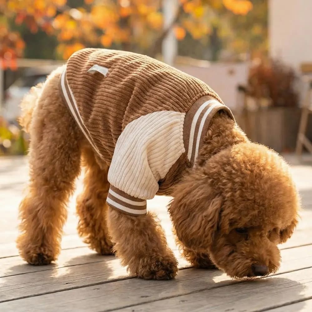 Fashion Warm Pet Baseball Jackets Comfortable Thicken Dog Sweatshirt Embroidered Patterns Dog Coat Daily Walk