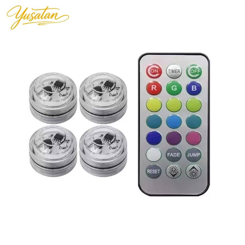 YUSATAN Wireless Adhesive LED Car Interior Ambient Light Remote Control Decor Auto Roof Foot Atmosphere Lamp Bicycle Tail Light