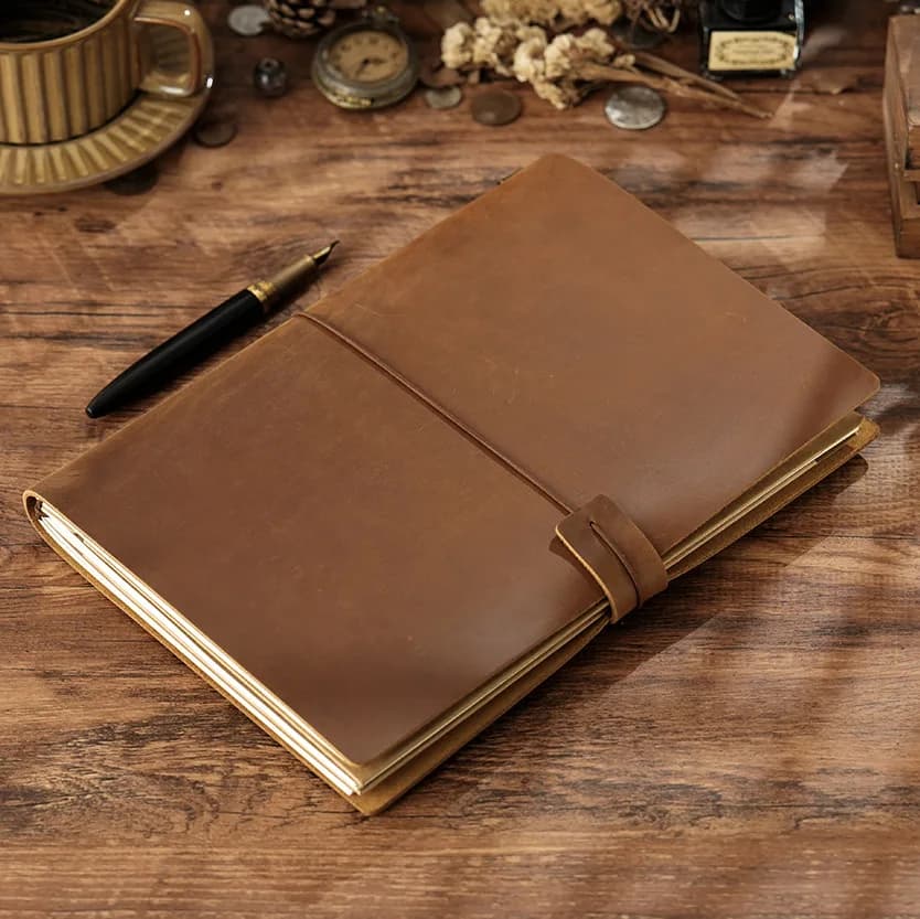 B5 Big Size Genuine Leather Traveler’s Notebook Cowhide Travel Diary Replaceable Filler Paper Vintage Journal