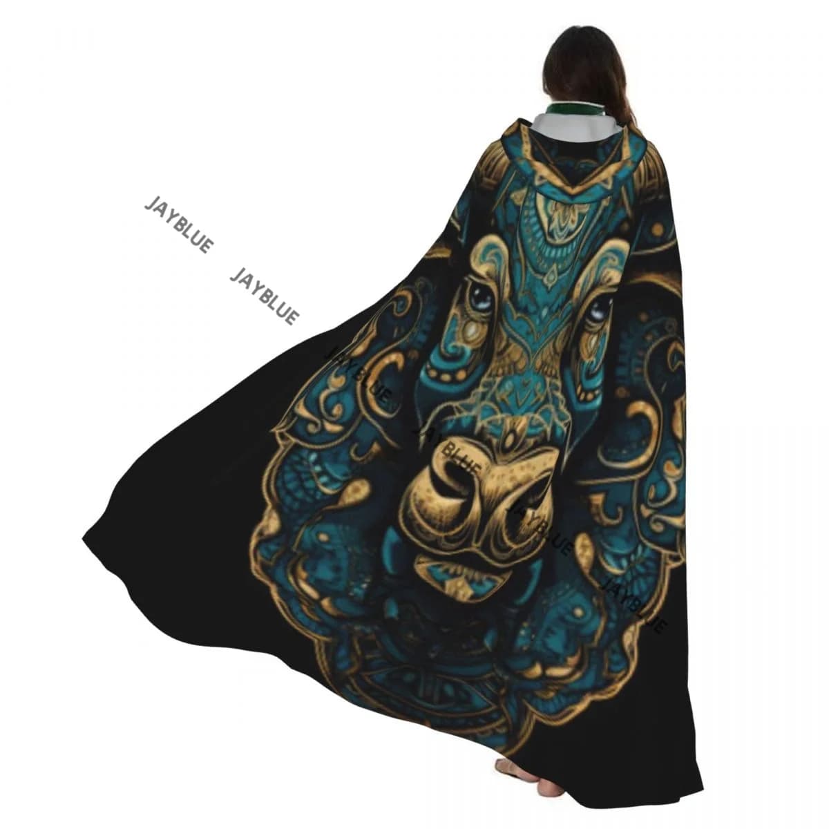 Hooded Cloak Unisex Cloak with Hood Taurus Zodiac Sign On Starry Background Cloak Vampire Witch Cape Cosplay Costume